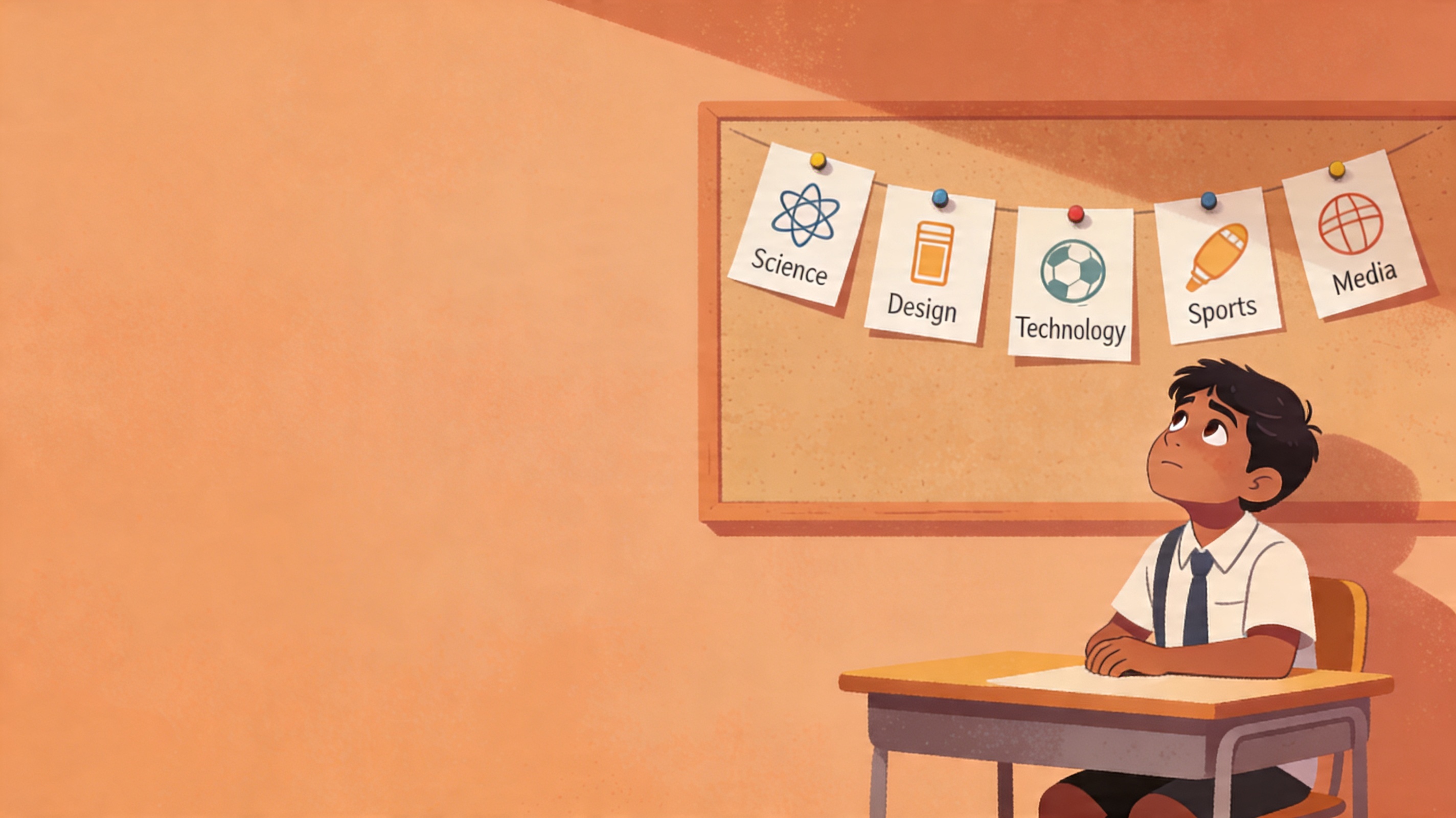 Career path card showing a student confused about direction